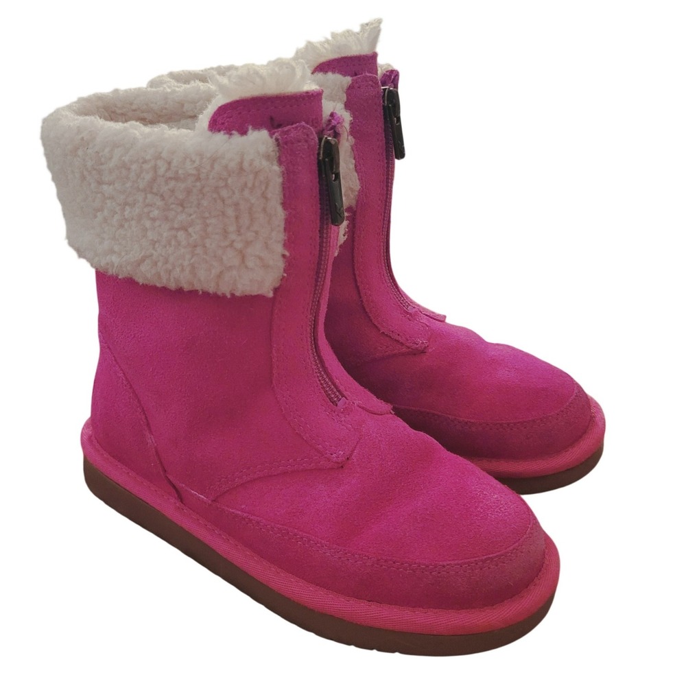 Koolaburra by UGG Lytta Kids 13 Raspberry Rose Pink Suede Front Zip Sherpa Boots